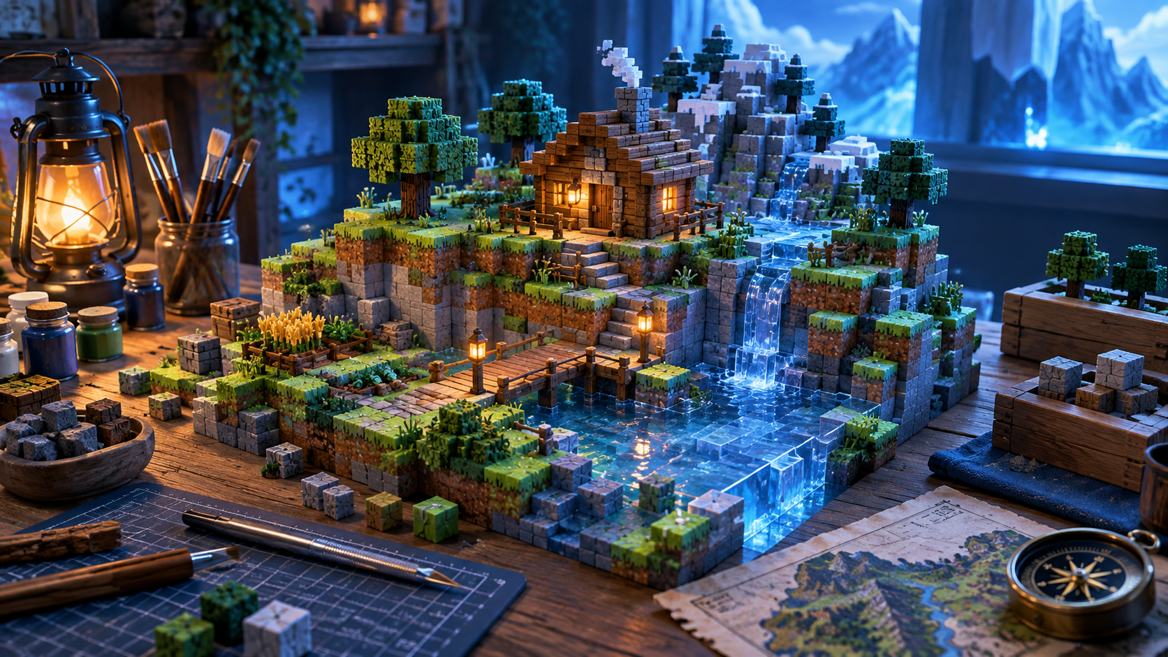 Minecraft inspired game project workshop scene