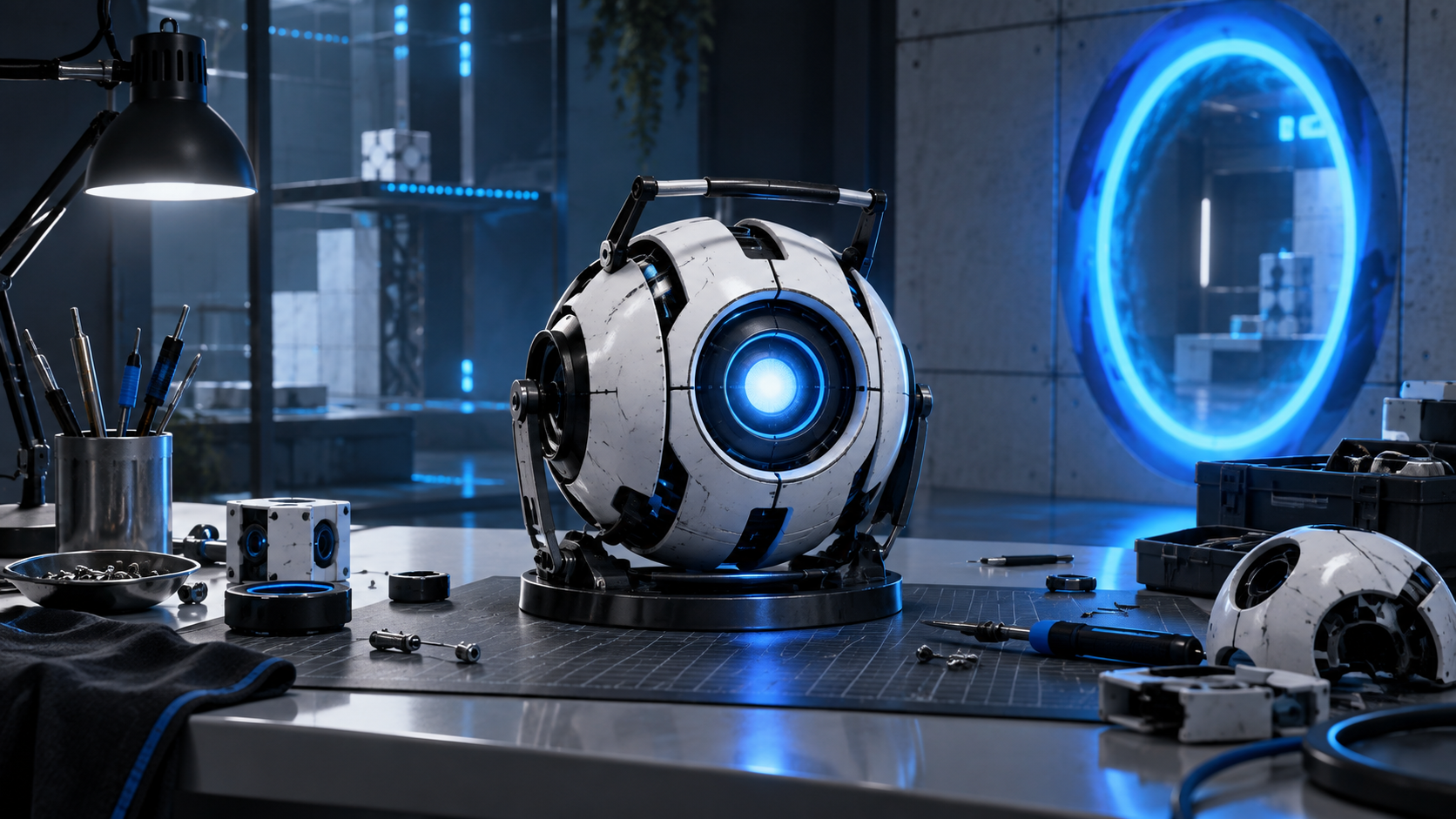 Portal inspired game project workshop scene